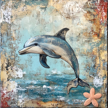 Nautical Sign, Dolphin Sign, DCO-02544, Sign For Wreath, 10x10